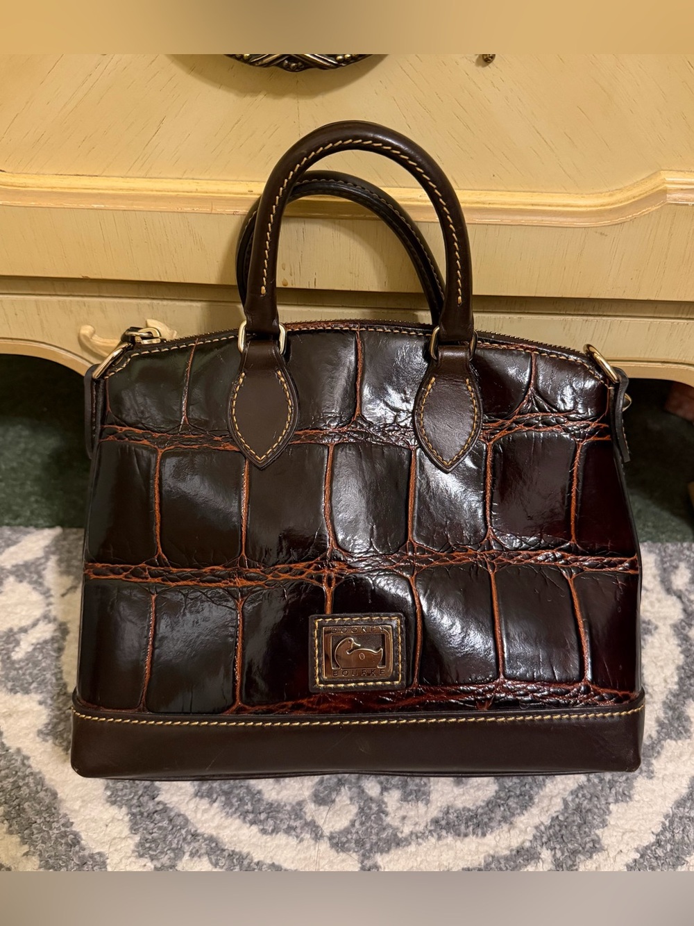 Dooney and Bourke Brown Croc-Embossed Leather purse